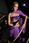 Buy_Ohaila Khan_Purple Chiffon Embellished Sequins Tube Artemis Pre-draped Saree With Blouse _Online_at_Aza_Fashions