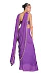 Shop_Ohaila Khan_Purple Chiffon Embellished Sequins Tube Artemis Pre-draped Saree With Blouse _at_Aza_Fashions