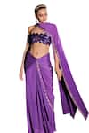 Shop_Ohaila Khan_Purple Chiffon Embellished Sequins Tube Artemis Pre-draped Saree With Blouse _Online_at_Aza_Fashions