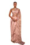 Buy_Ohaila Khan_Multi Color Tulle Embellished Sequins Striped Saree _Online_at_Aza_Fashions