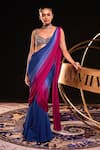 Buy_Ohaila Khan_Blue Chiffon Hand Embellished Star Eloise Ombre Pre-draped Saree With Blouse _at_Aza_Fashions