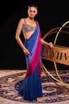 Shop_Ohaila Khan_Blue Chiffon Hand Embellished Star Eloise Ombre Pre-draped Saree With Blouse _at_Aza_Fashions