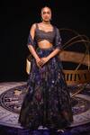 Buy_Ohaila Khan_Blue Polymoss Hand Embroidered Crystals Galaxy Jewel Encrusted Lehenga Set _at_Aza_Fashions