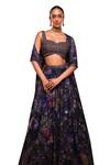 Buy_Ohaila Khan_Blue Polymoss Hand Embroidered Crystals Galaxy Jewel Encrusted Lehenga Set _Online_at_Aza_Fashions