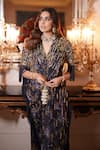 Shop_Ohaila Khan_Multi Color Polymoss Hand Embellished Sequin V-neck Kaftan _at_Aza_Fashions