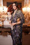 Buy_Ohaila Khan_Multi Color Polymoss Hand Embellished Sequin V-neck Kaftan _Online_at_Aza_Fashions