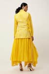Shop Jajaabor Yellow Silk Organza, , Silk, Floral Jacket With Draped Kurta Set at Aza Fashions Shop_Jajaabor_Yellow Silk Organza, , Silk, Floral Jacket With Draped Kurta Set _at_Aza_Fashions