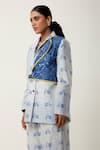 Shop_Jajaabor_Blue Silk Chanderi Printed Scooter Notched Lapel Jacket With Joggers _Online_at_Aza_Fashions