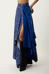 Buy_Jajaabor_Blue Cotton Linen Printed Stripe Asymmetric Skirt _Online_at_Aza_Fashions