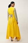 Shop_Jajaabor_Yellow Cotton Chanderi Embroidered Cutwork V-neck Flora Kurta With Pant _at_Aza_Fashions