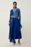 Buy_Jajaabor_Blue Silk Chanderi Embroidered Cutwork Floral Overlap Angrakha With Pant _at_Aza_Fashions