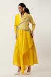 Buy_Jajaabor_Yellow Silk Chanderi Embroidered Cutwork Overlap Floral Angrakha With Pant _at_Aza_Fashions