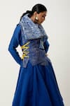 Buy_Jajaabor_Blue Silk Chanderi Embroidered Cutwork Collar Draped Jacket With Kurta Set 