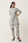 Shop_Jajaabor_Yellow Cotton Linen Printed Stripe Ornamental Overlapped Kurta With Pant _Online_at_Aza_Fashions