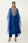 Jajaabor_Blue Silk Chanderi Embroidered Floral Round Yoke Kurta With Pant _Online_at_Aza_Fashions