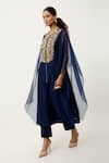 Buy_Jajaabor_Blue Silk Chanderi Embroidered Floral Round Cape Kurta With Pant _Online_at_Aza_Fashions