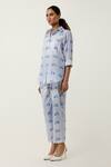 Buy_Jajaabor_Blue Cotton Linen Printed Scooter Collared Shirt With Pant _Online_at_Aza_Fashions