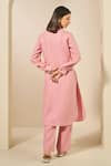 Shop_Grassroot By Anita Dongre_Pink 100% Hemp Embroidered Thread Quartz Placement Kurta And Pant Co-ord Set _at_Aza_Fashions