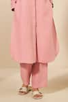 Grassroot By Anita Dongre_Pink 100% Hemp Embroidered Thread Quartz Placement Kurta And Pant Co-ord Set _Online_at_Aza_Fashions