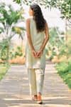 Shop_Grassroot By Anita Dongre_Green Bamberg Linen Hand Block Print Sojourn Embroidered Kurta And Pant Set _at_Aza_Fashions