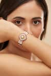 Buy_Mirelle_Red Moissanite Polki Purvi Embellished Bracelet _at_Aza_Fashions