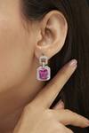 Shop_Mirelle_Pink Crystals Chloe Cubic Zirconia Embellished Earrings_at_Aza_Fashions