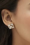 Shop_Mirelle_Gold Plated Moissanite Polki Shifa Floral Carved Earrings _at_Aza_Fashions