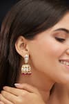 Buy_Mirelle_Red Moissanite Polki Nishi Stone Embellished Jhumkas _at_Aza_Fashions