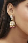 Shop_Mirelle_Red Moissanite Polki Nishi Stone Embellished Jhumkas _at_Aza_Fashions