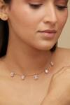 Buy_Mirelle_White Aaa++ Cubic Zirconia Gloria Diamond Embellished Necklace _at_Aza_Fashions