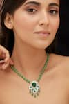 Buy_Mirelle_Green Stones Nitya Carved Necklace _at_Aza_Fashions