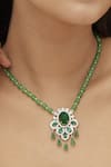 Shop_Mirelle_Green Stones Nitya Carved Necklace _at_Aza_Fashions