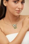 Buy_Mirelle_Green Moissanite Polki Stones Gunjan Studded Hasli Necklace _at_Aza_Fashions