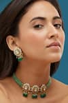 Buy_Mirelle_Green Moissanite Polki Stones Viya Bead Choker Set _at_Aza_Fashions