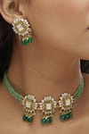 Shop_Mirelle_Green Moissanite Polki Stones Viya Bead Choker Set _at_Aza_Fashions