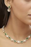 Shop_Mirelle_Green Moissanite Polki Stones Sanjh Necklace Set _at_Aza_Fashions