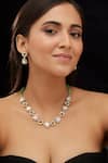 Buy_Mirelle_Green Moissanite Polki Stones Barkha Floral Drop Necklace Set _at_Aza_Fashions