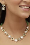 Shop_Mirelle_Green Moissanite Polki Stones Barkha Floral Drop Necklace Set _at_Aza_Fashions