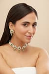 Buy_Mirelle_Green Moissanite Polki Stones Lasya Floral Choker Set _at_Aza_Fashions