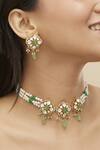 Shop_Mirelle_Green Moissanite Polki Stones Lasya Floral Choker Set _at_Aza_Fashions