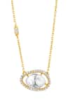 Shop_Mirelle_White Moissanite Polki Stones Noor Studded Pendant Necklace _at_Aza_Fashions