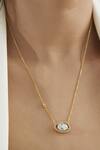 Mirelle_White Moissanite Polki Stones Noor Studded Pendant Necklace _Online_at_Aza_Fashions