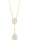 Shop_Mirelle_Gold Plated Moissanite Polki Stones Hazel Dangling Pendant Necklace _at_Aza_Fashions