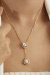 Mirelle_Gold Plated Moissanite Polki Stones Hazel Dangling Pendant Necklace _Online_at_Aza_Fashions