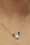 Shop_Mirelle_Green Polki Zoya Pendant Necklace Set _at_Aza_Fashions