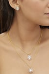 Shop_Mirelle_Gold Plated Moissanite Polki Stones Alaya Layered Pendant Necklace Set _at_Aza_Fashions