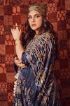 Ohaila Khan_Multi Color Polymoss Hand Embellished Sequin V-neck Kaftan _at_Aza_Fashions