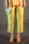 Buy_Clos_Yellow Dupion Silk Print Abstract Round Asymmetric Short Kaftan With Pant _Online_at_Aza_Fashions