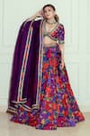 Buy_Seeaash_Purple Chanderi Printed Rang Plunge V Neck Lehenga Set _at_Aza_Fashions