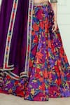 Shop_Seeaash_Purple Chanderi Printed Rang Plunge V Neck Lehenga Set 